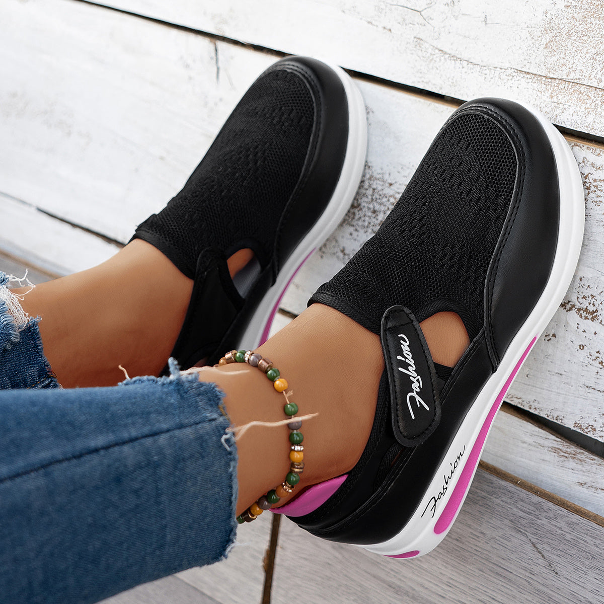 Women's Casual Mesh Sneakers with Supportive PU Sole in Red