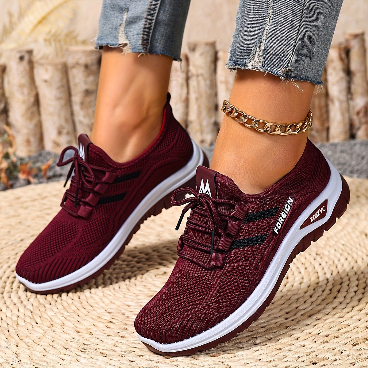 Women Plus Size Breathable Mesh Sneakers Lightweight Running Shoes White Pink