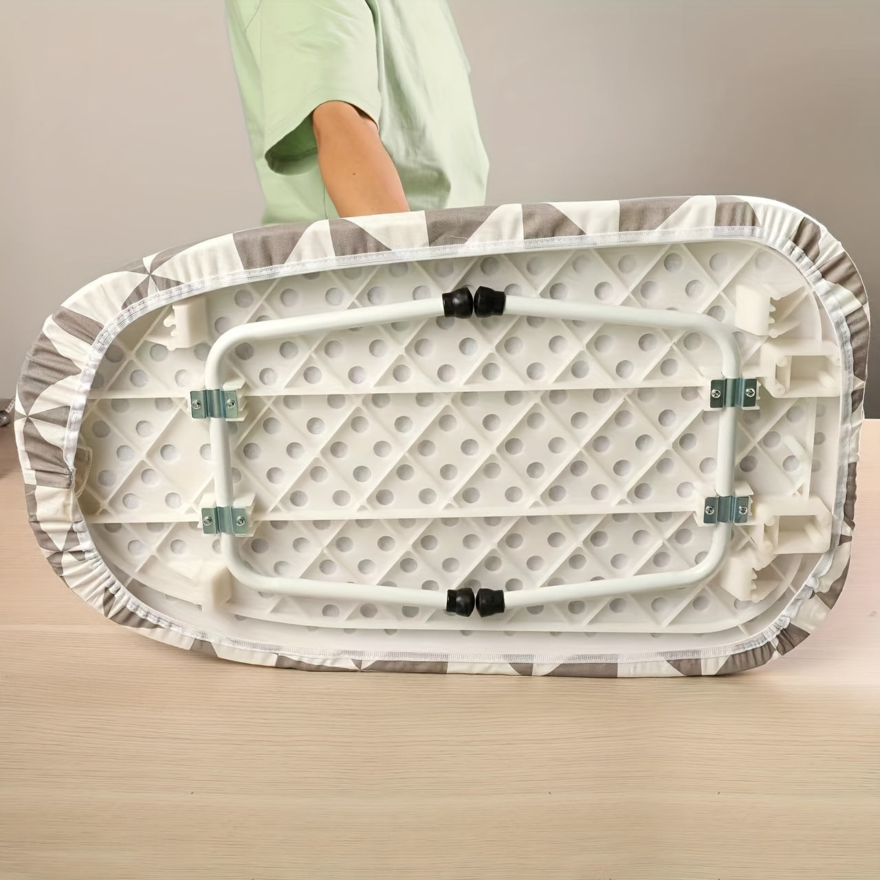 Compact Folding Ironing Board White Stainless Steel Plastic Space-Saving Easy Storage