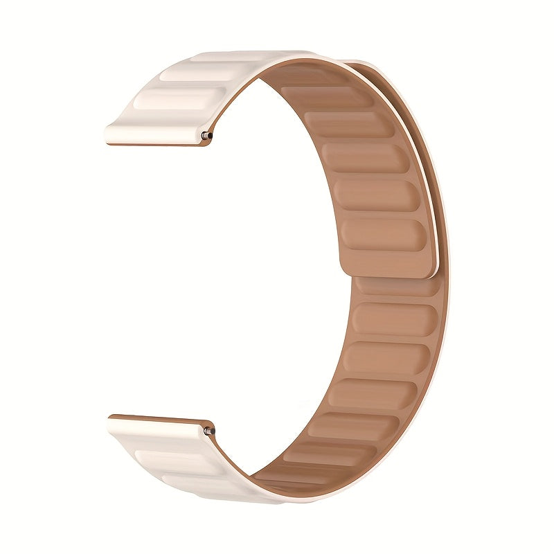 Silicone Watch Band with Magnetic Back Loop Water-Resistant 20mm-22mm Replacement Strap for Smartwatches with Deployant Clasp