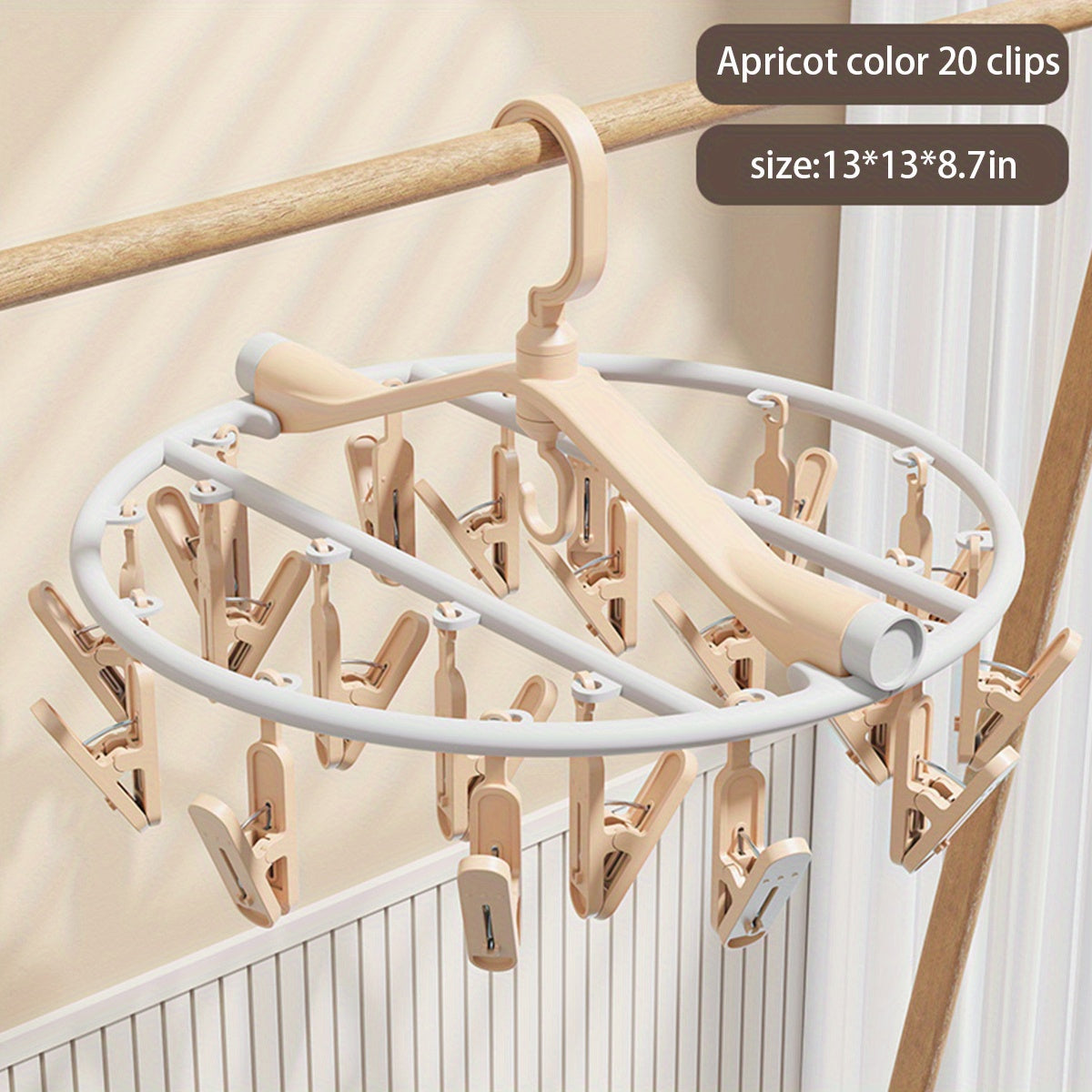 Multi-Functional Sock Hanger with Clothespins Foldable Underwear Drying Rack Windproof Hook