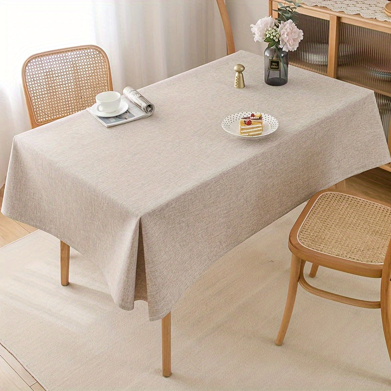 Beige Polyester Rectangle Tablecloth for Dining Picnic Party Wedding Birthday Buffet Home Decor