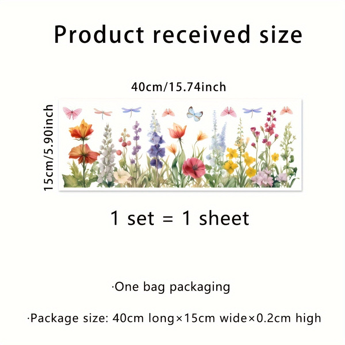 Colorful Floral Butterfly Window Clings Set Self-Adhesive Decorative Stickers