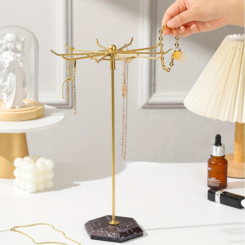 Металлическая витрина для украшений с вращающейся стойкой для ожерелий, серег, браслетов