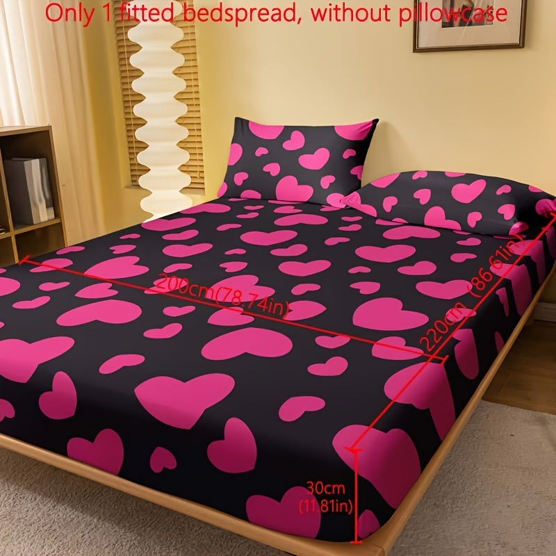 Red and White Heart Pattern Fitted Sheet for Bedroom or Guest Room