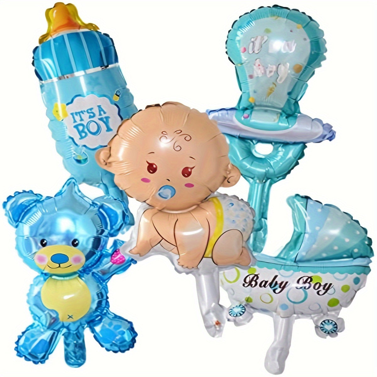 5-Piece Gender Reveal and Birthday Foil Balloon Set for Boys and Girls