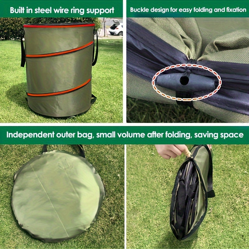 Портативный уличный складной мусорный бак с ручкой из водонепроницаемой ткани Oxford
