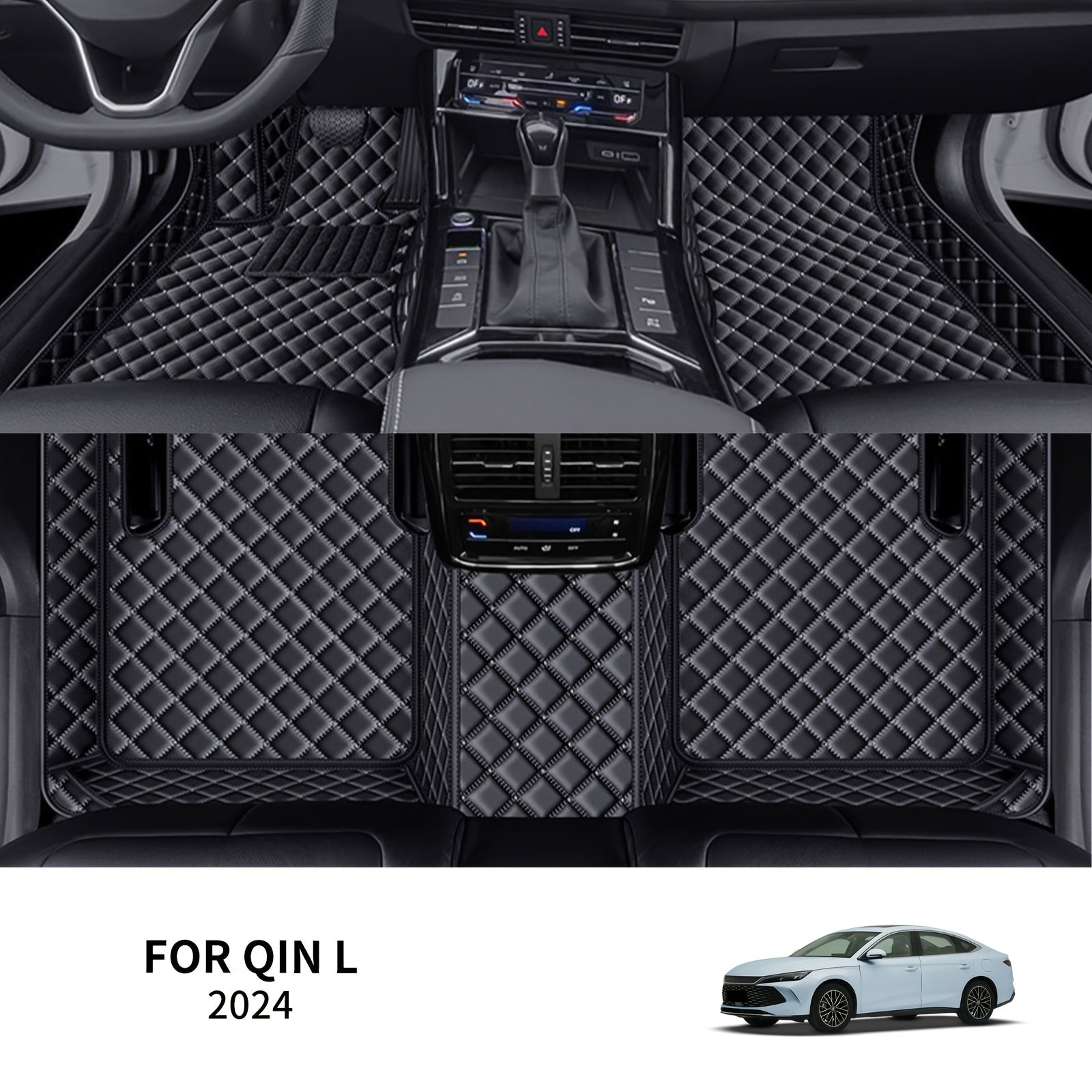 Juego de alfombrillas para coche de cuero sintético para todo clima, para vehículo de conducción a la izquierda, 3 piezas