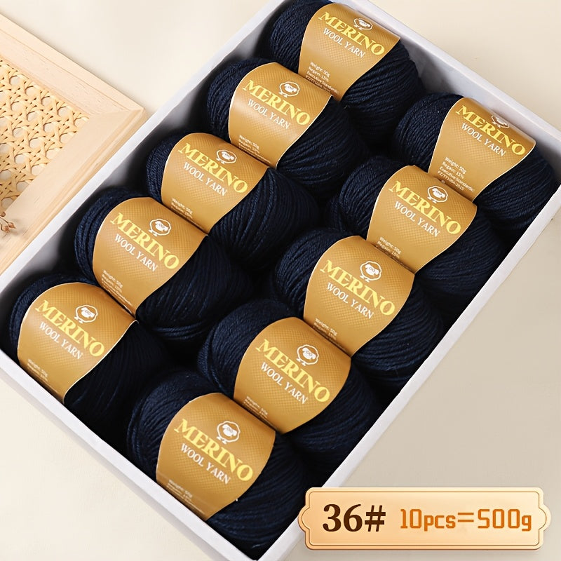 10 JIUWEIDIAOWANG Merino jun to'plari, har biri 500g, 212 O'rtacha og'irlik, Qo'l bilan bo'yalgan DIY material to'qimachilik uchun - Ko'p rangli gradient, Qalin va nozik aralashma, Kamel jun, Kuz Qish.