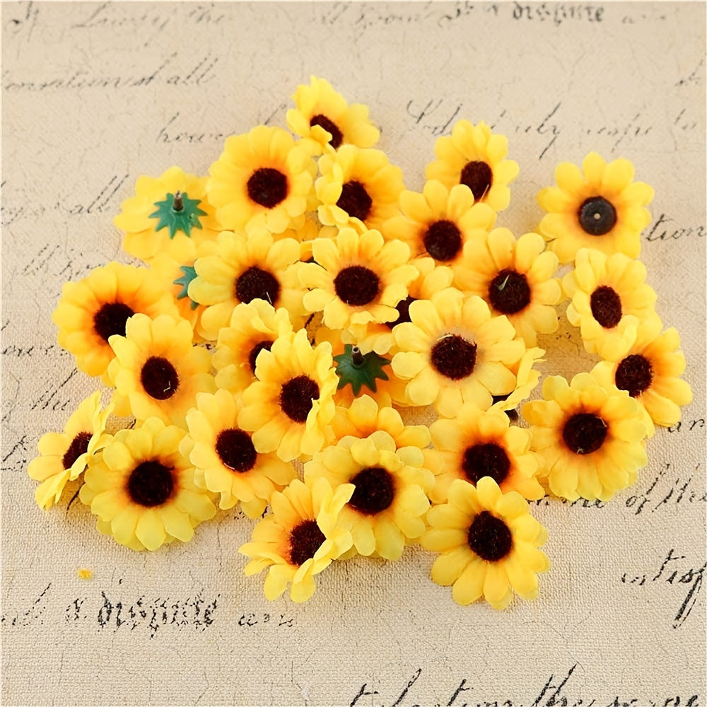 Artificial Yellow Sunflower Heads for DIY Wedding Decor and Gifts