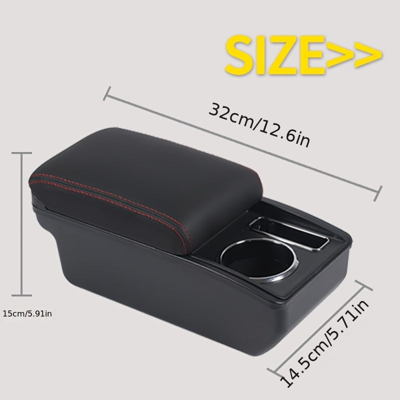 Car Interior Black Armrest Center Console Storage Cup Holder Durable ABS