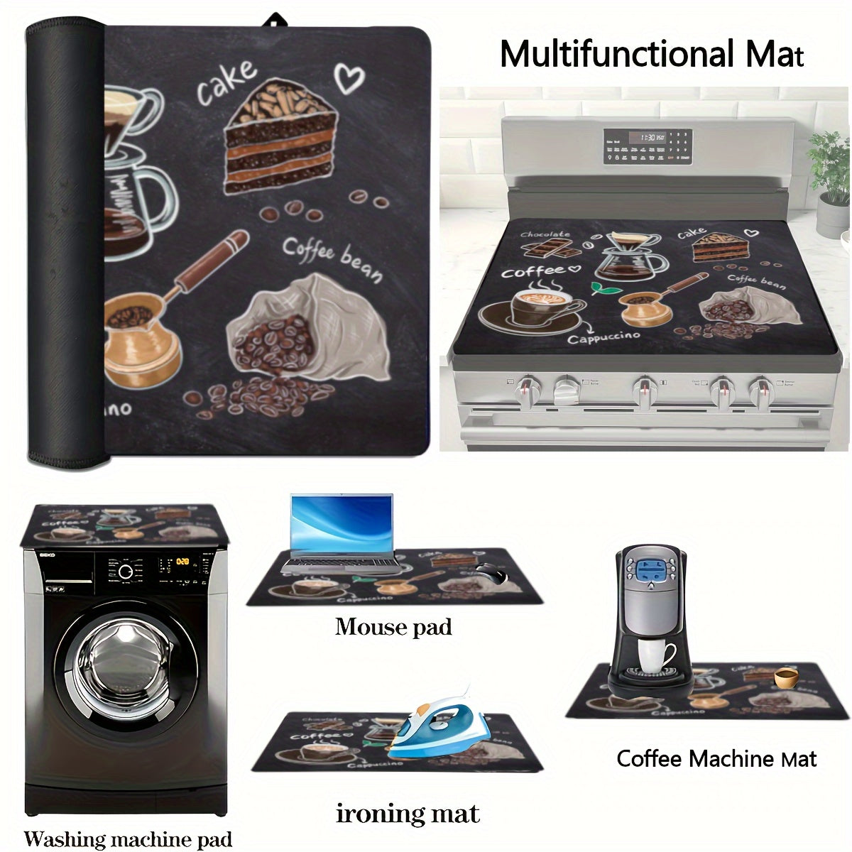 Multifunctional Stove Cover 72x52cm Heat-Resistant Scratch-Proof Rubber