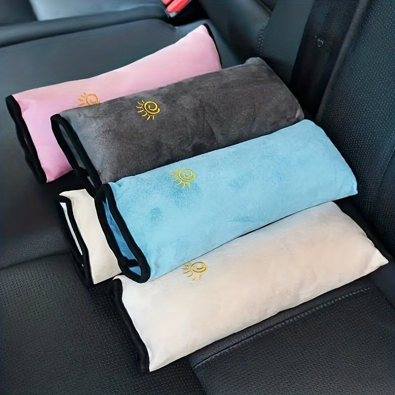 Auto Seat Belt Pillow Headrest Cushion For Safety and Comfort Black Fabric