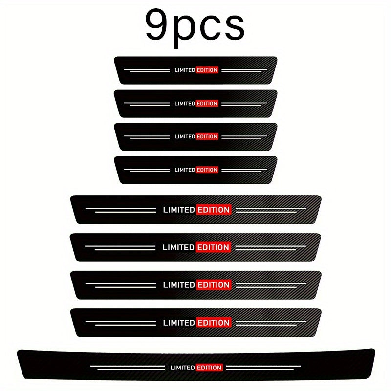 9pcs Carbon Fiber Threshold Protectors Scratch Resistant Car Door Guards