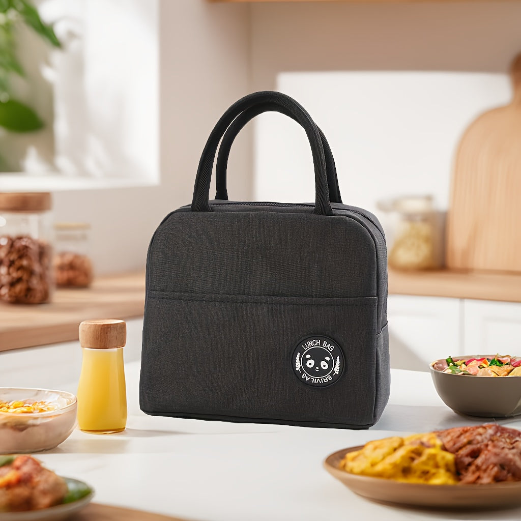 Bolsa de almuerzo de tela Oxford aislante con revestimiento de aluminio, portabento cuadrado