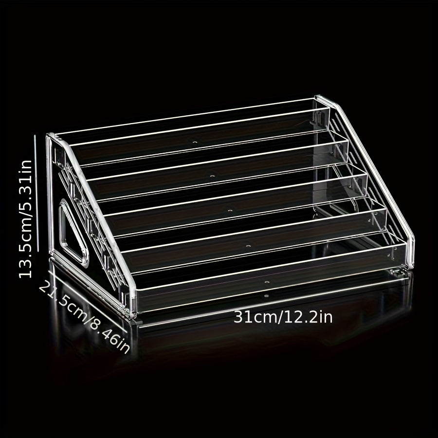 Ko'p qatlamli stol usti tashkilotchisi bilan shaffof akril ko'zoynaklar ko'rgazma standi