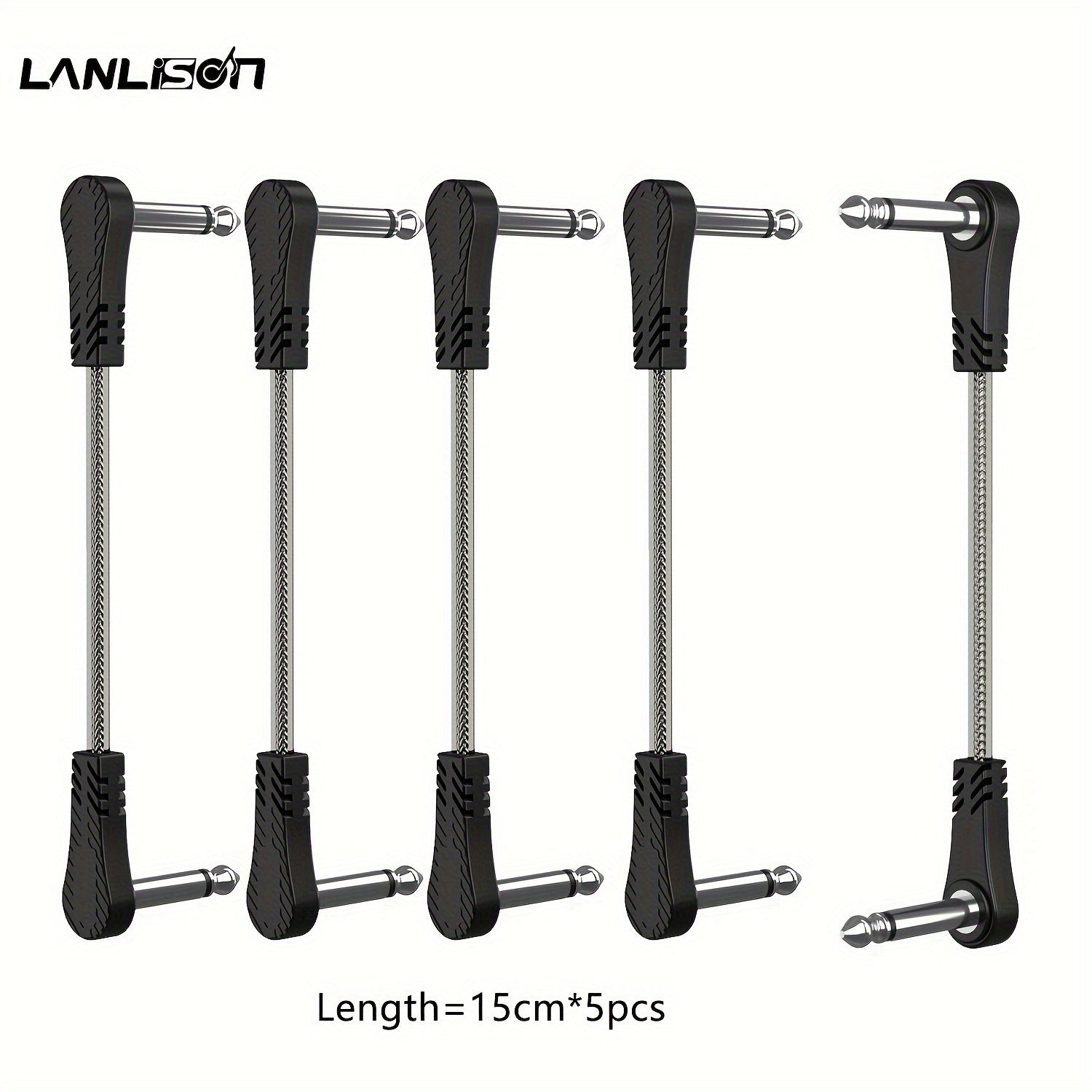 6 Inch 6.35mm Patch Cables for Guitar Pedals Black 5 Pack
