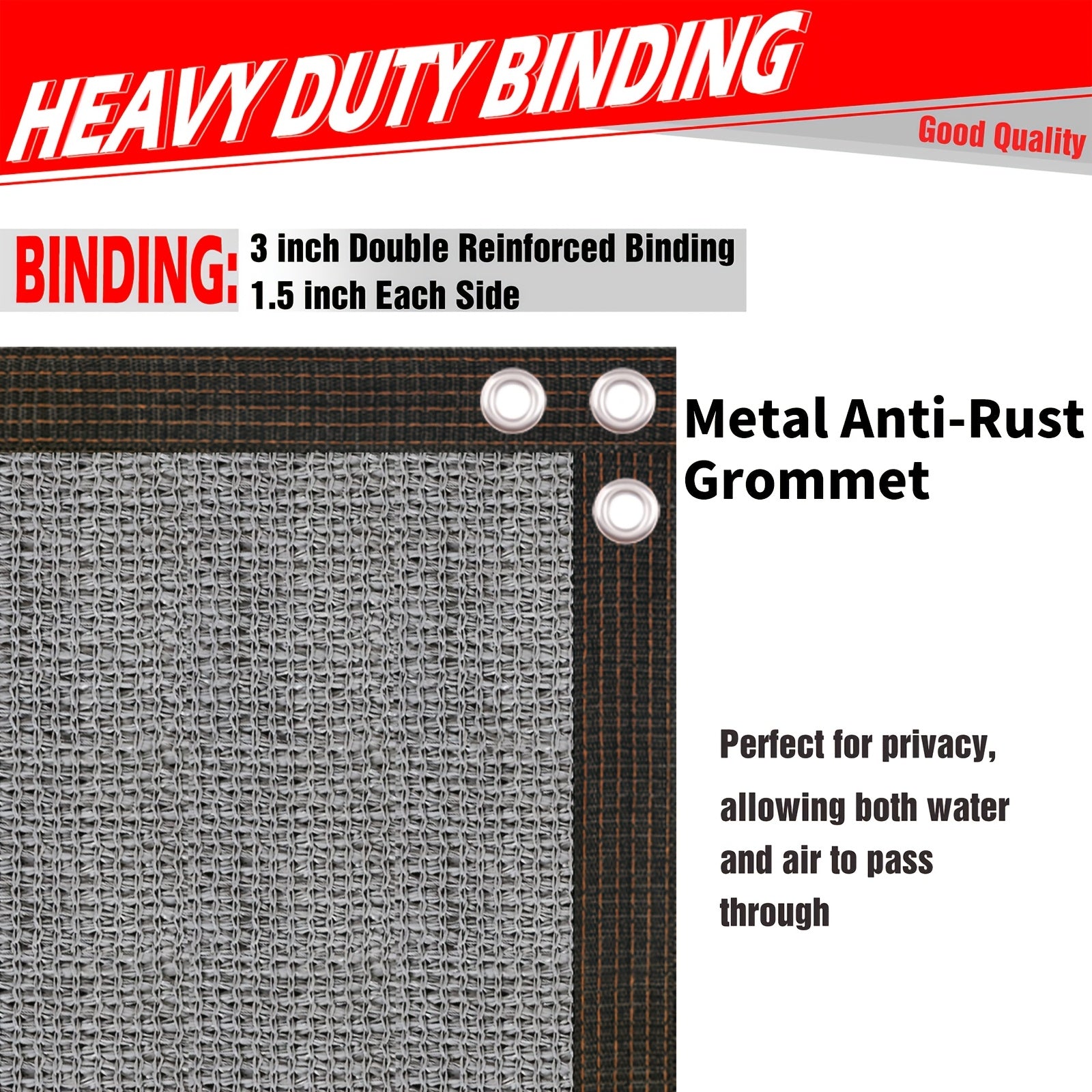 Pantalla de privacidad para exteriores de uso pesado, protección UV, cubierta de sombra con ojales, gris