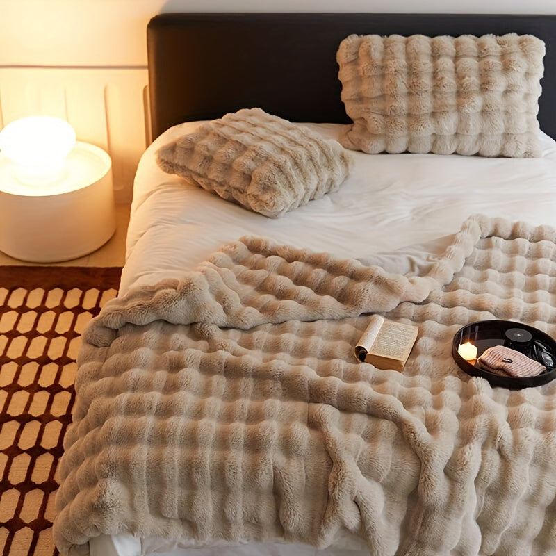 Manta de felpa de color sólido para sofá cama, sofá, camping, cobertura para siesta de cuatro estaciones