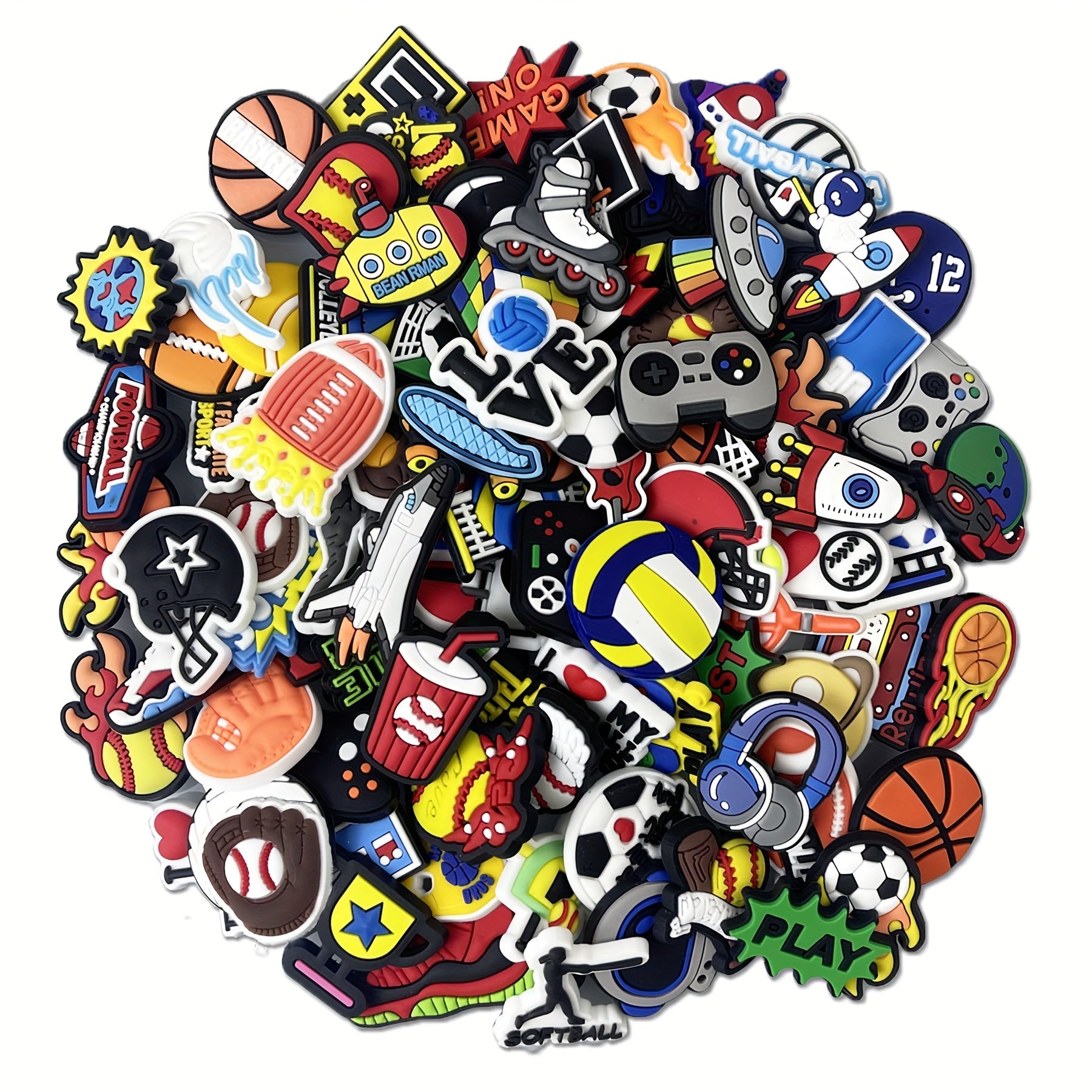 Unisex Sport-Themed Charm Elements for DIY Shoes Bags or Bracelets 15/22/33/82/102pcs