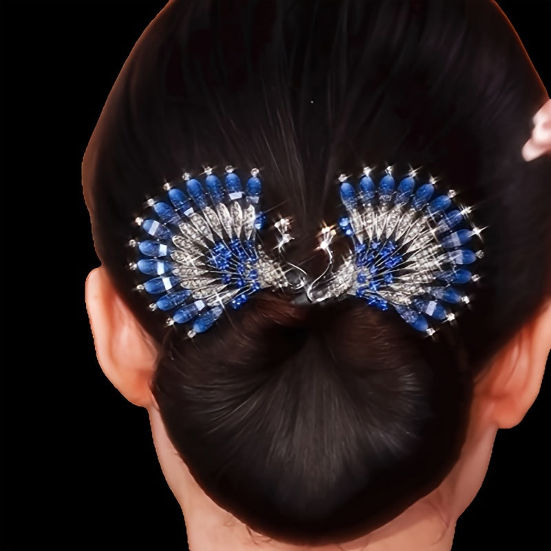 Women Vintage-Inspired Alloy Hair Bun Maker with Rhinestones Formaldehyde-Free