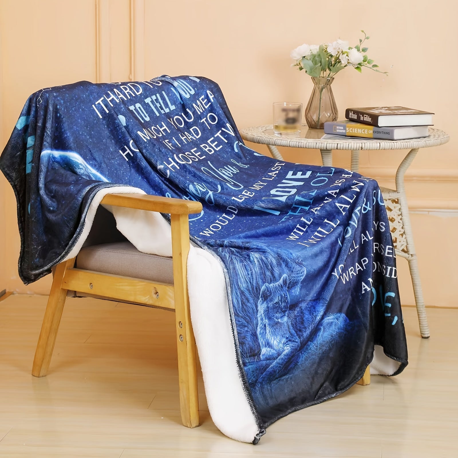 Cozy Flannel Throw Blanket with Lion Dad Design for Bed or Sofa