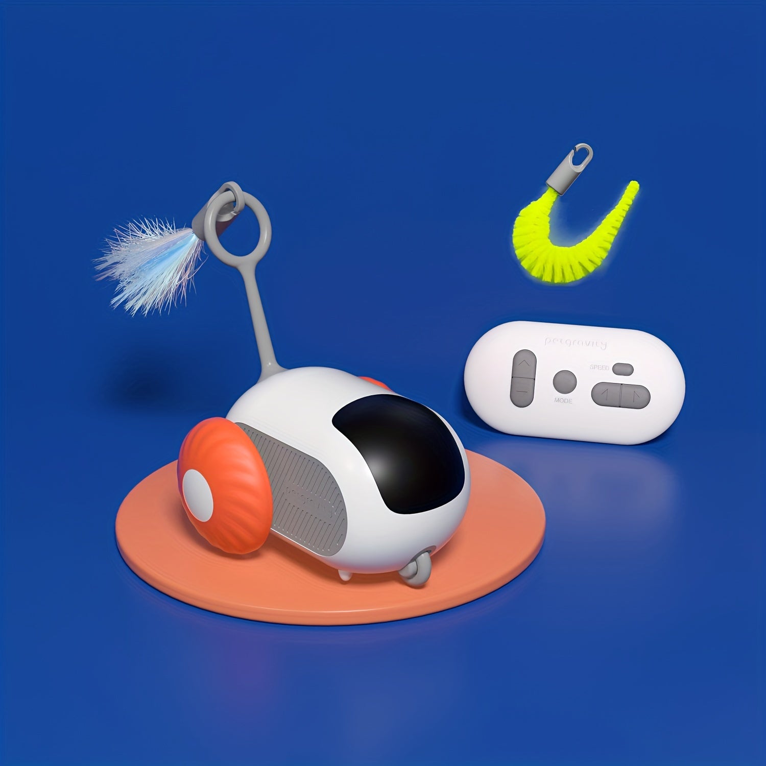 Electric Cat Toy Car with Remote Control and Autopilot Mode for Interactive Play