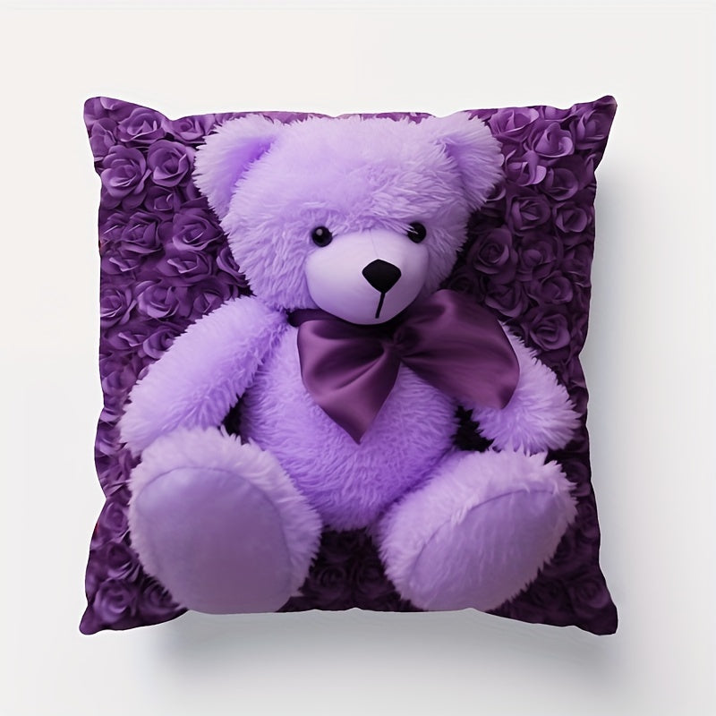 Contemporary Teddy Bear Decorative Throw Pillow Cover 45cm Polyester Zippered