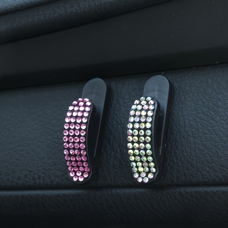 4 Pcs Bling Car Hooks Adhesive Rhinestone Auto Organizer for Keys USB Cables
