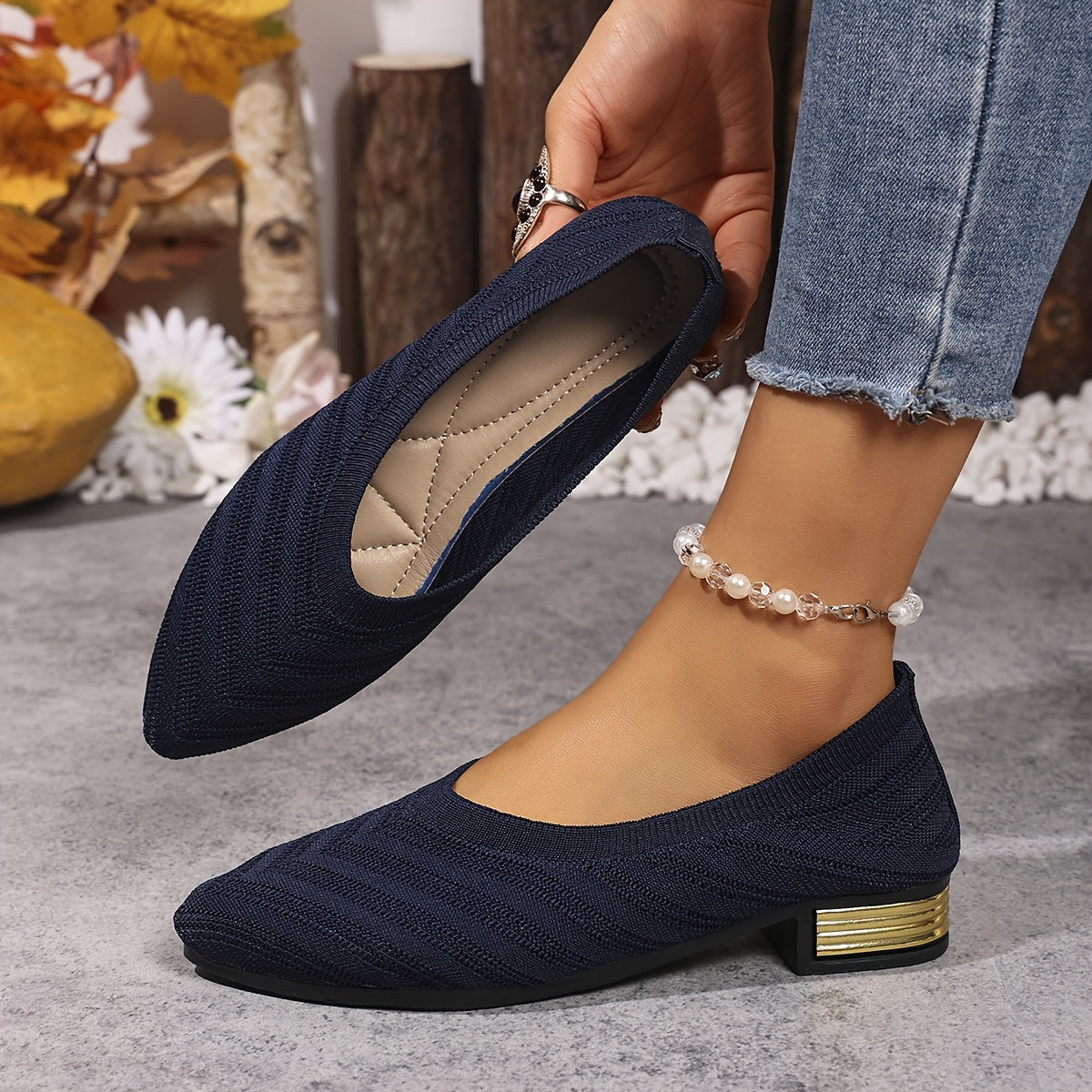 Women’s Embroidered Loafers Lightweight Breathable Fabric Shoes