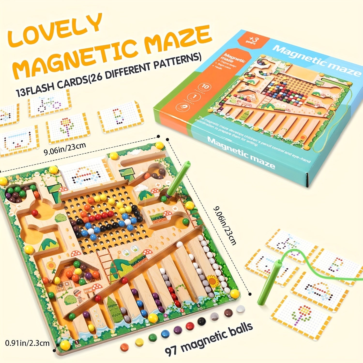 Деревянные магнитные головоломки-лабиринты, магнитный лабиринт с цветами и числами - увлекательные обучающие занятия для счета, сортировки цветов и развития мелкой моторики - идеальный подарок на день рождения для детей