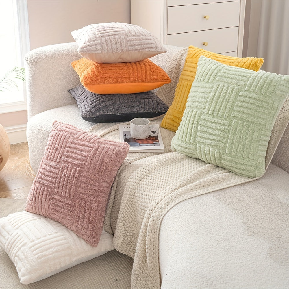 Boho Style Plush Stripe Pillow Cover for Sofa Bed Couch Decor 2 Sizes
