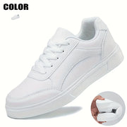 Women's White Casual Sneakers Large Size Breathable Lightweight Flat Shoes