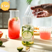 Glass Drinkware Set Includes Water Bottle Pitcher and Straws for Lemonade Tea Milk
