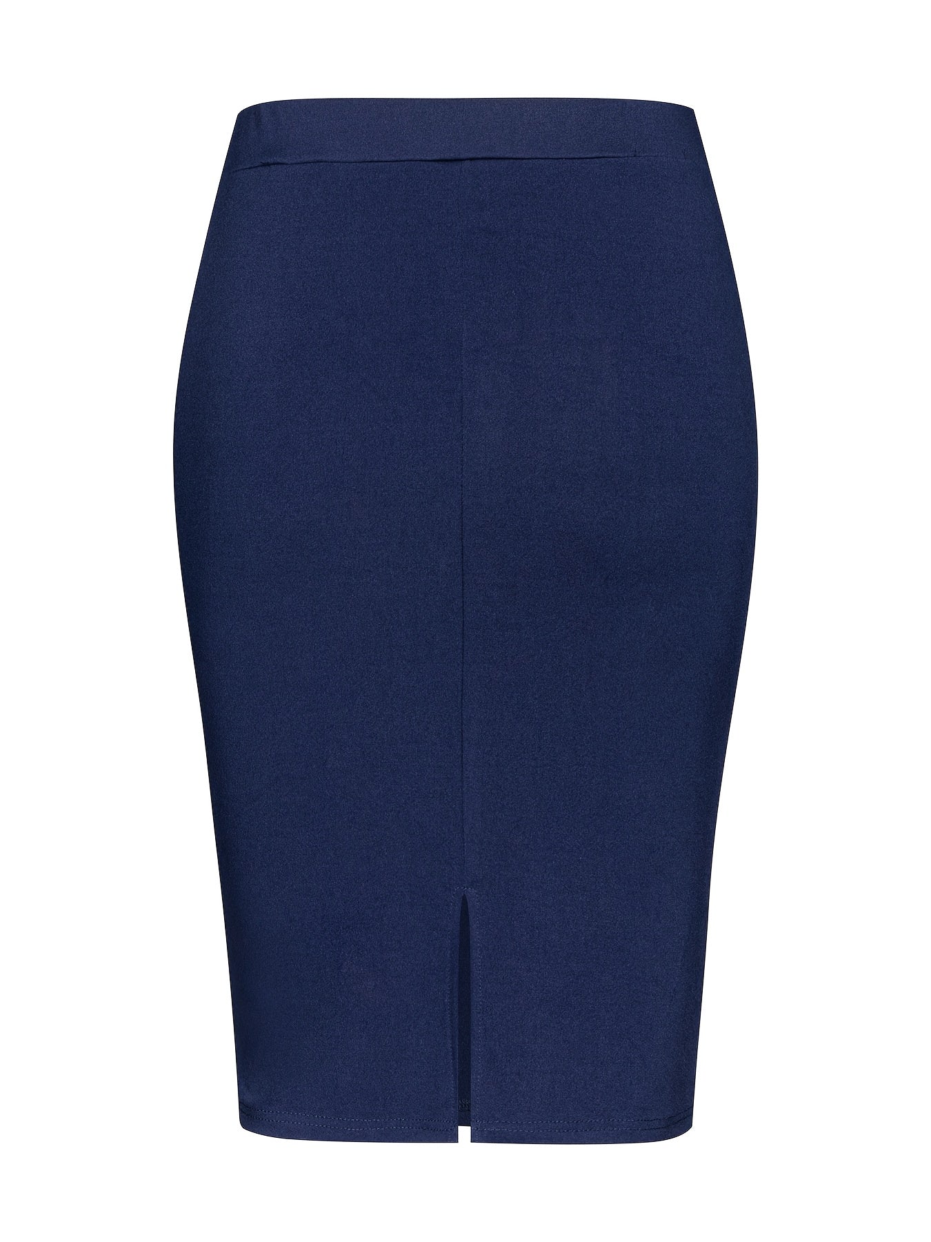 Plus-Size Women Stretchy Solid Color Split Hem Bodycon Skirt