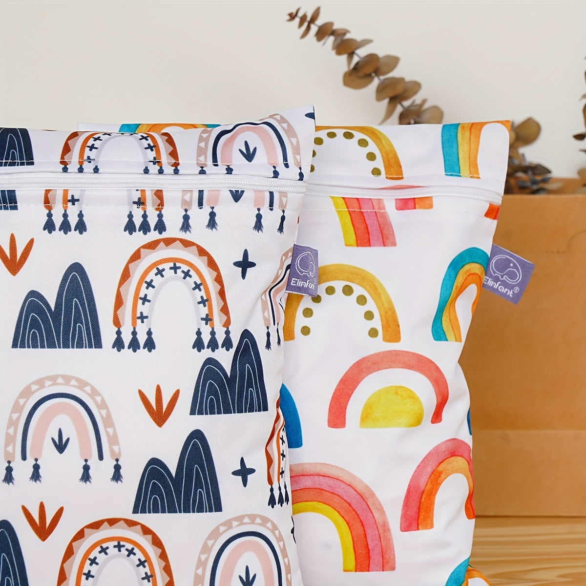 Set of 2 Washable Diaper Bags for Travel and Wet Items Storage