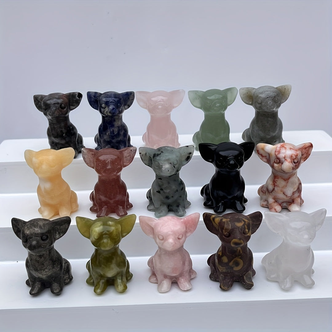 Crystal Chihuahua Dog Carving Natural Crystal Home Decor Office Decor Gift