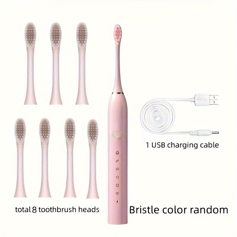 Cepillo de dientes eléctrico recargable con 4 cabezales de cepillo para blanqueamiento y cuidado bucal