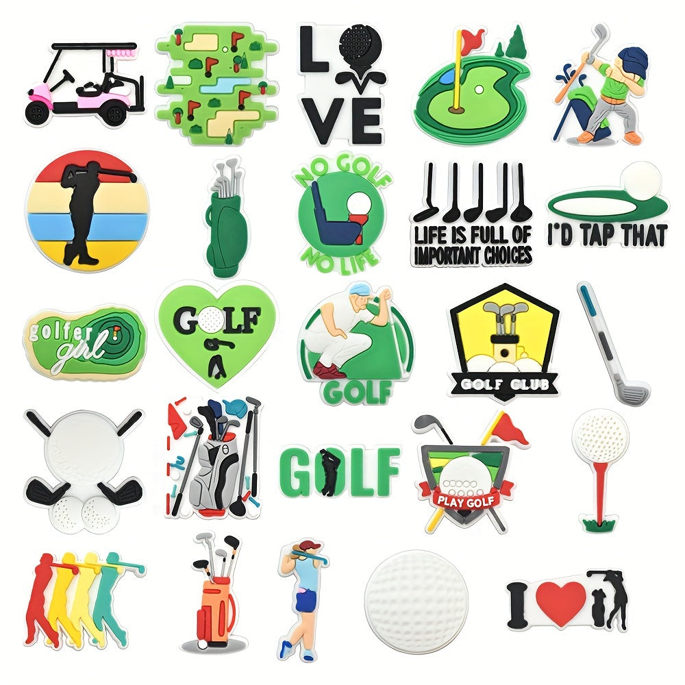 Unisex PVC golf uslubidagi poyafzal charm'lari ulgurji qumli sandal dekoratsiya to'plami