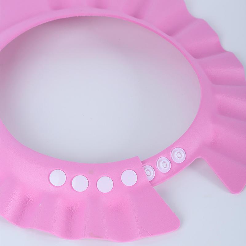 Adjustable Baby Shampoo Cap Pink Yellow Soft Polyester Eye and Ear Protection