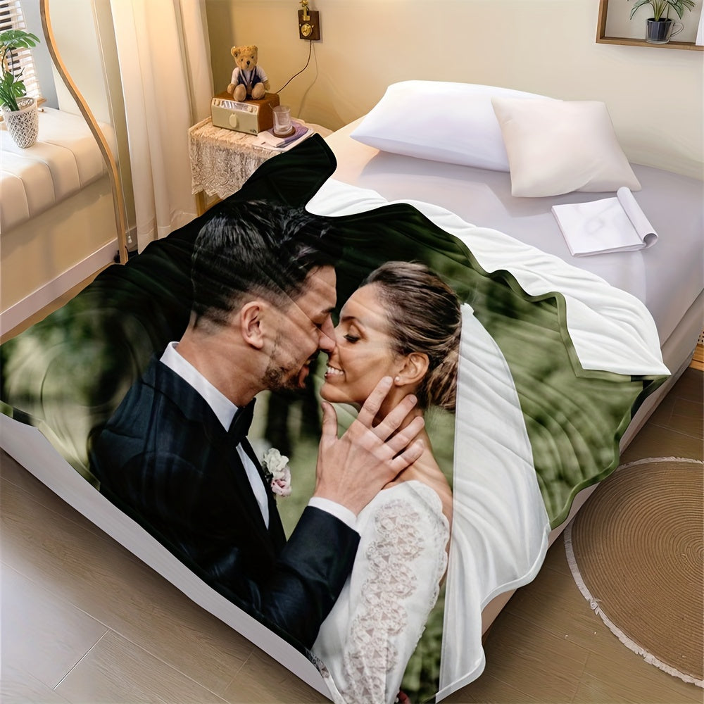 Personalized Photo Flannel Bed Blanket for Home Wedding Birthday Christmas Valentine