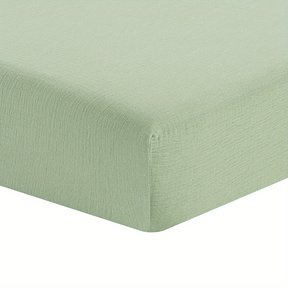 Soft Green Cotton Fitted Crib Sheet for Standard Toddler Mattress 28x52