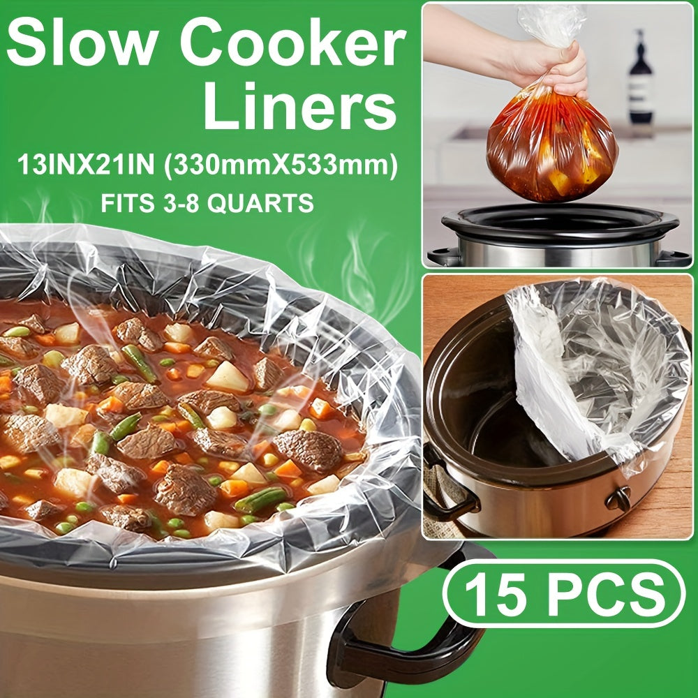 10/15/20 Count Slow Cooker Liners Large Disposable Plastic Cooking Bags for Crock Pots 3QT to 8QT