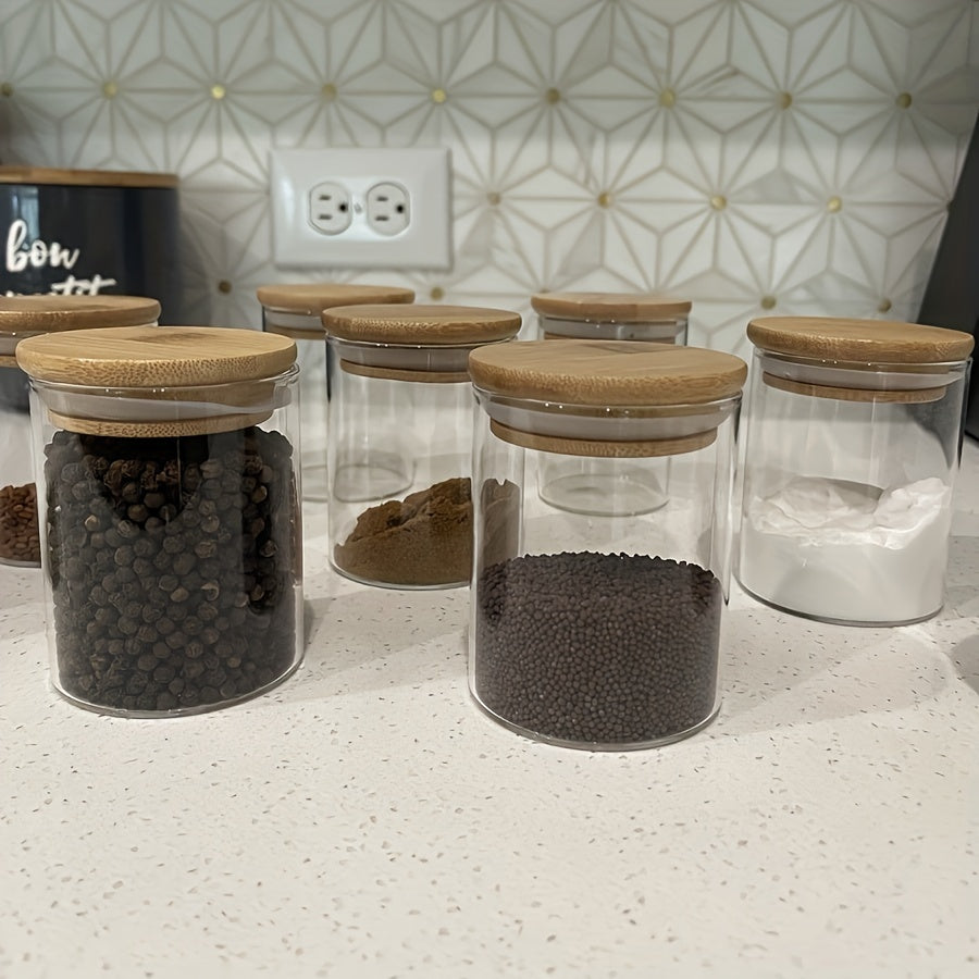 12-Piece Glass Storage Jars with Bamboo Lids Airtight Reusable Kitchen Organizer