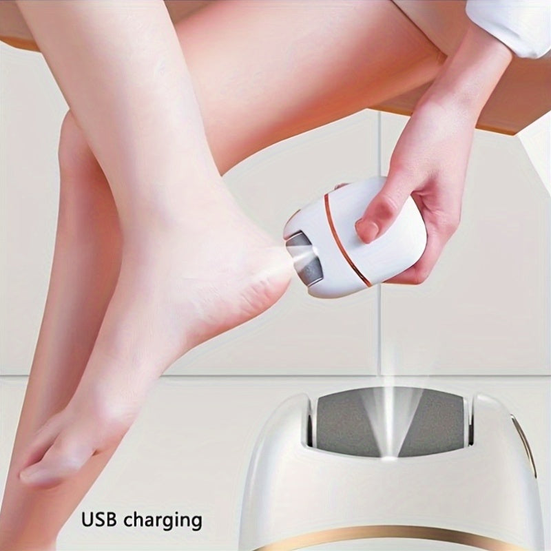 Electric Foot Grinder with 3 Interchangeable Heads USB Rechargeable for Cracked Skin Care in Light Blue White Yellow