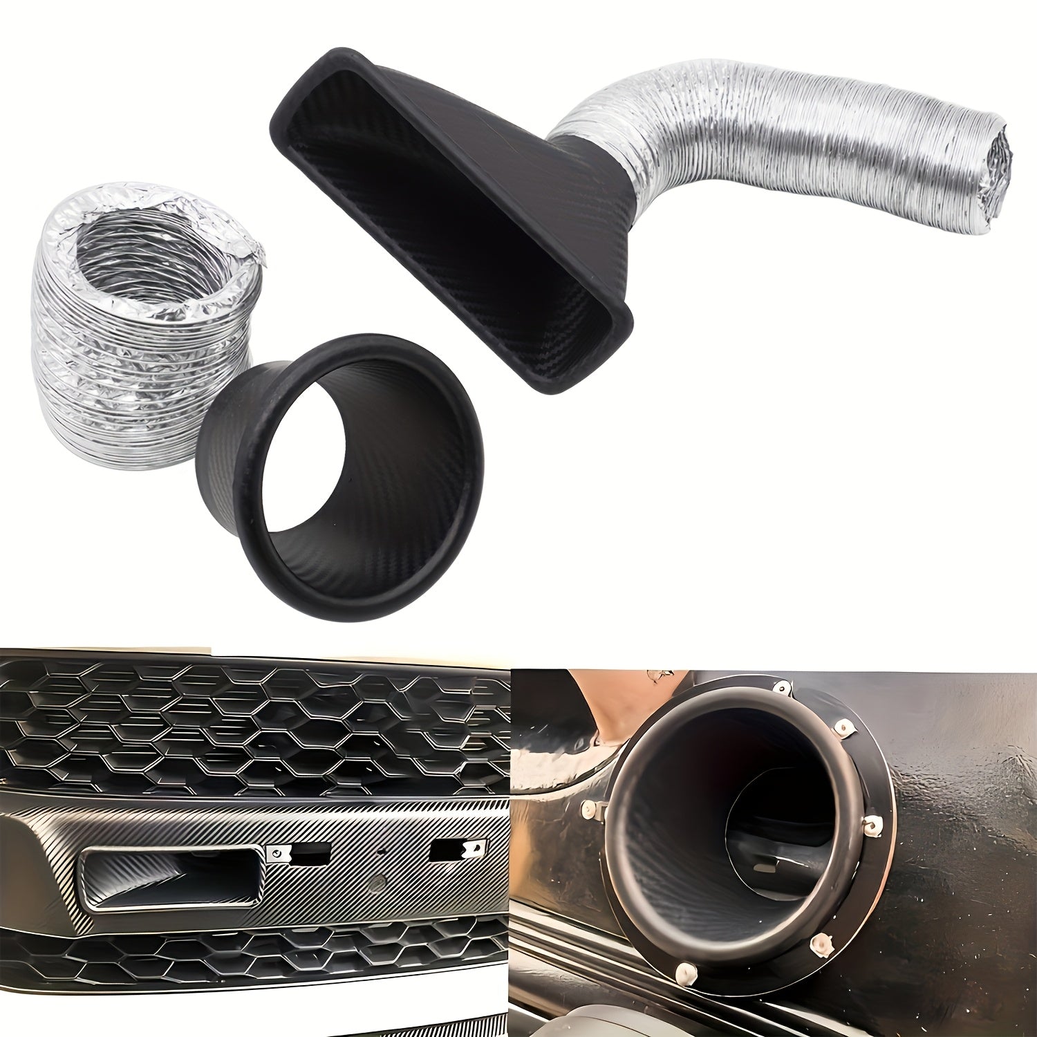Трубка впуска автомобиля с узором из углеродного волокна, круглая, квадратная, ABS, теплоотвод