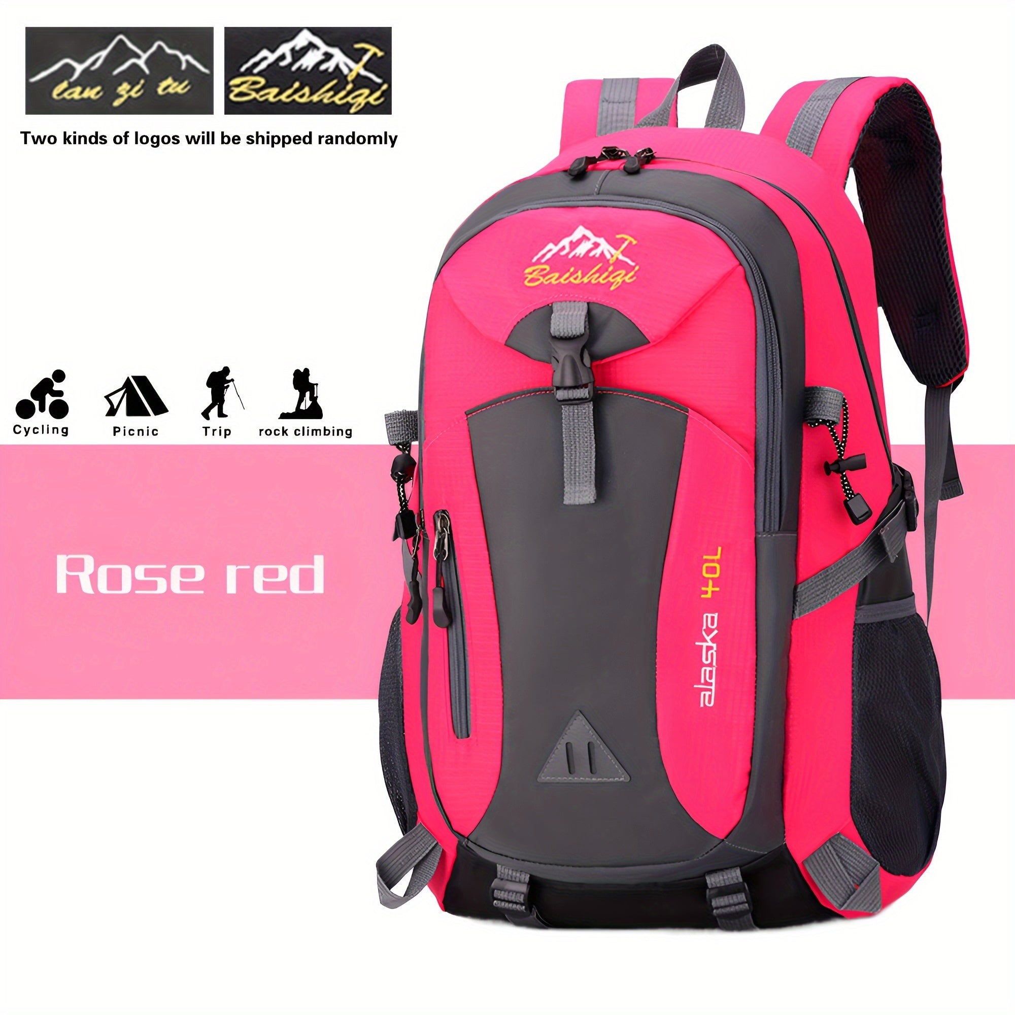 Water-Resistant Polyester Daypack for Hiking Travel and Fitness