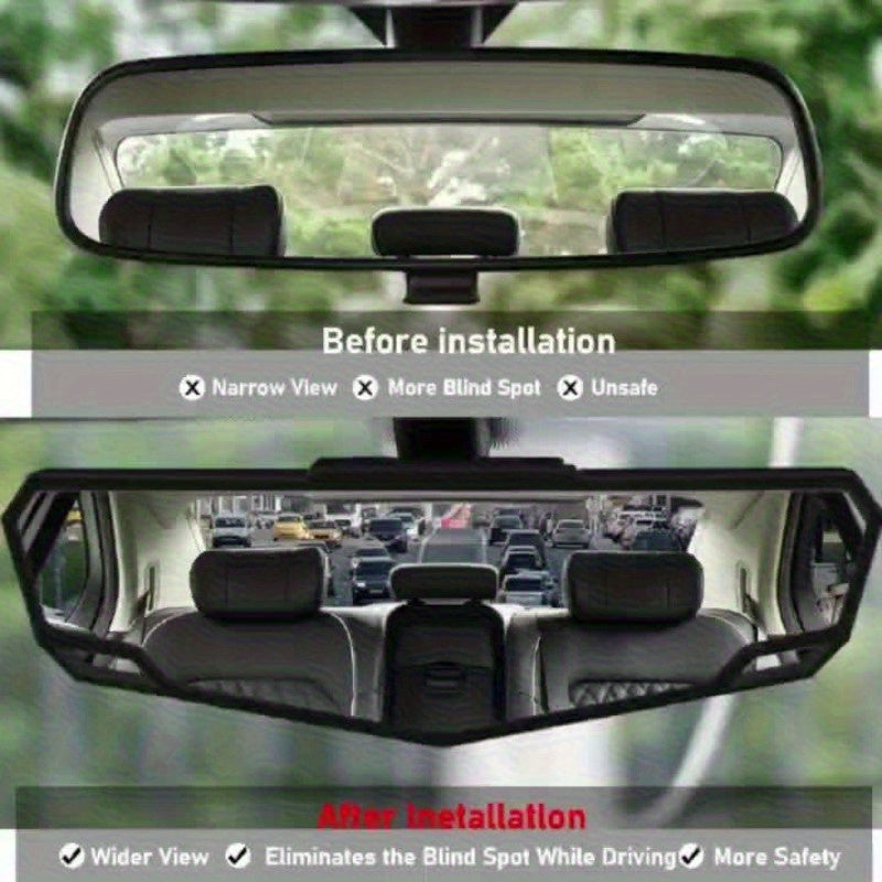 Automotive Panoramic Rearview Mirror Wide Angle Blind Spot Reduction