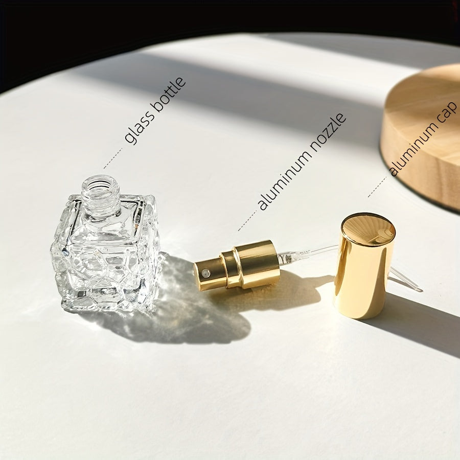 Juego de cuatro frascos de perfume de vidrio cuadrado de 10ml con pulverizadores para viaje