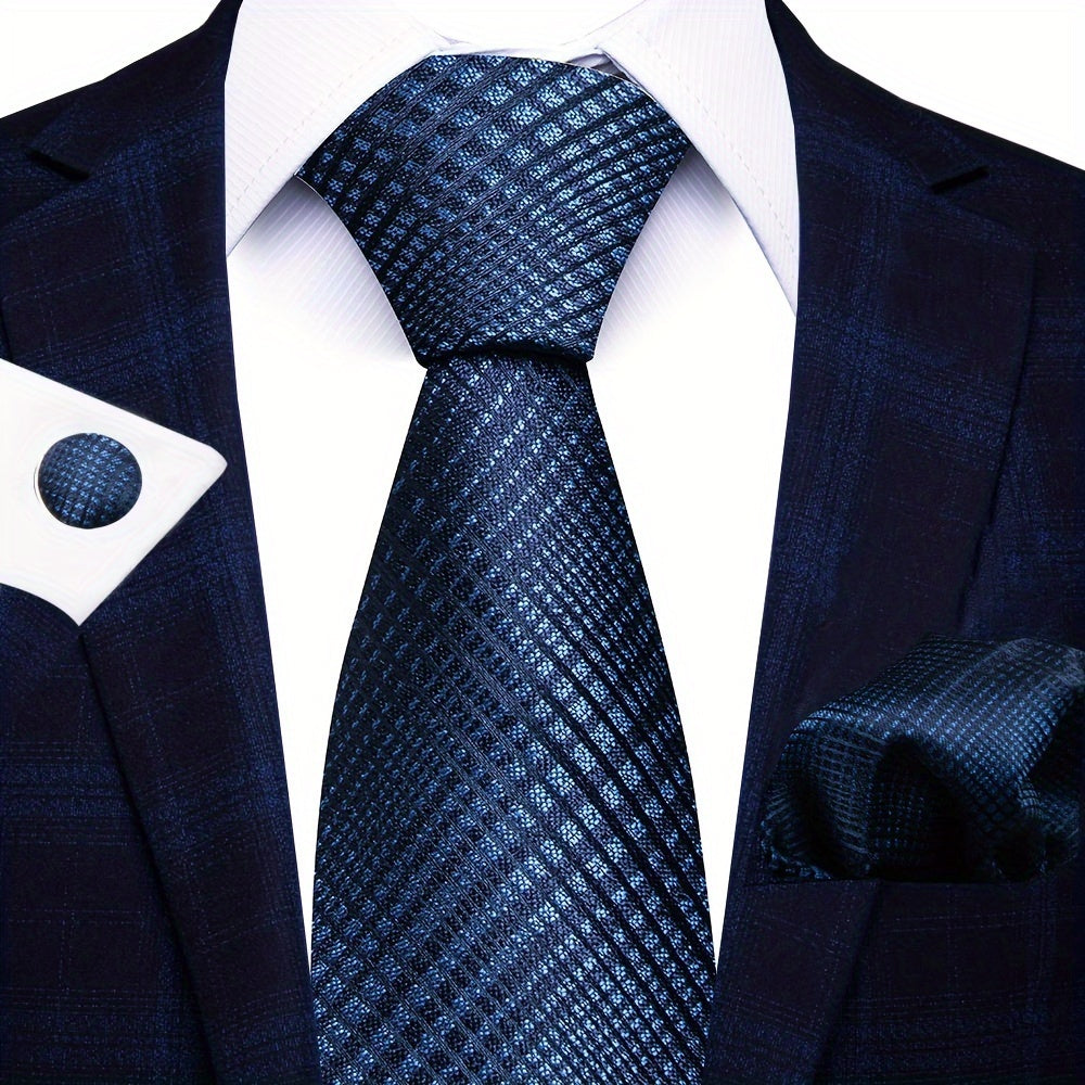 Men's Formal Tie Handkerchief Cufflinks Set for Weddings Parties Business Events